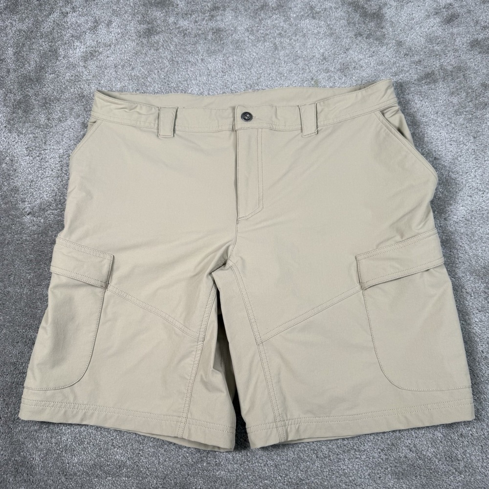 Koppen Cargo Shorts Mens 40 Beige Khaki Hiking Nylon Blend Zippered pocket 10"‎
